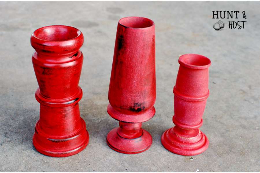 chalkpaint candlesticks with wax