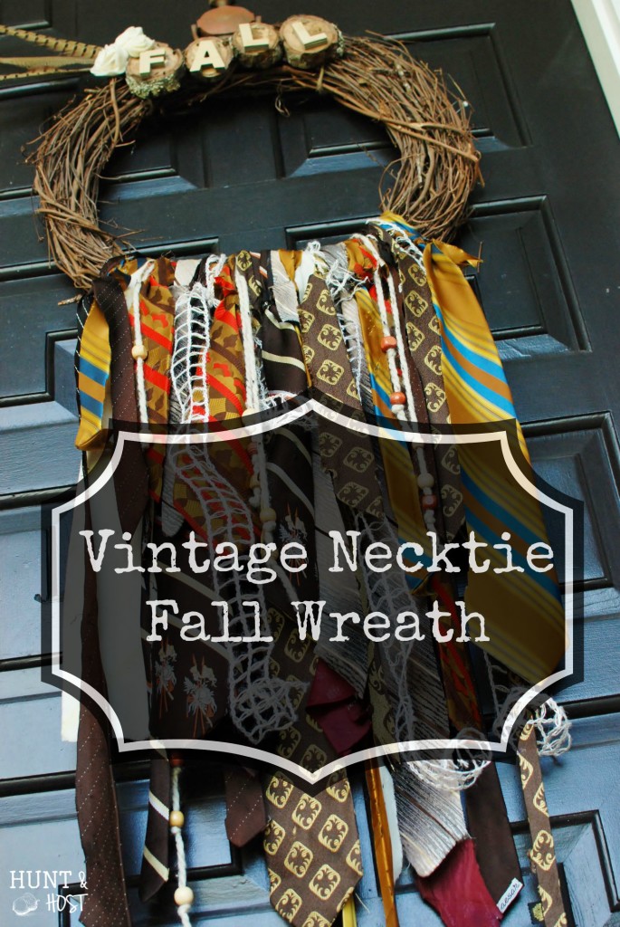 vintage necktie fall wreath