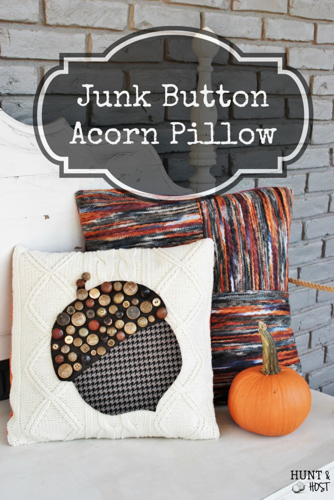 vintage junk button acorn pillow