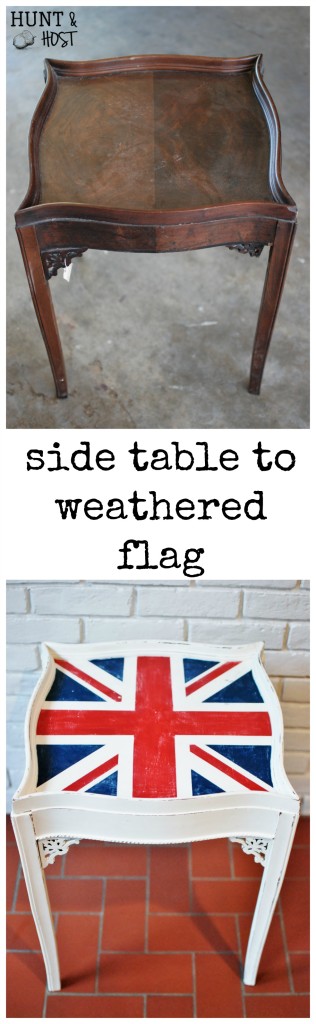 weathered union jack flag side table chalkpaint huntandhost.net