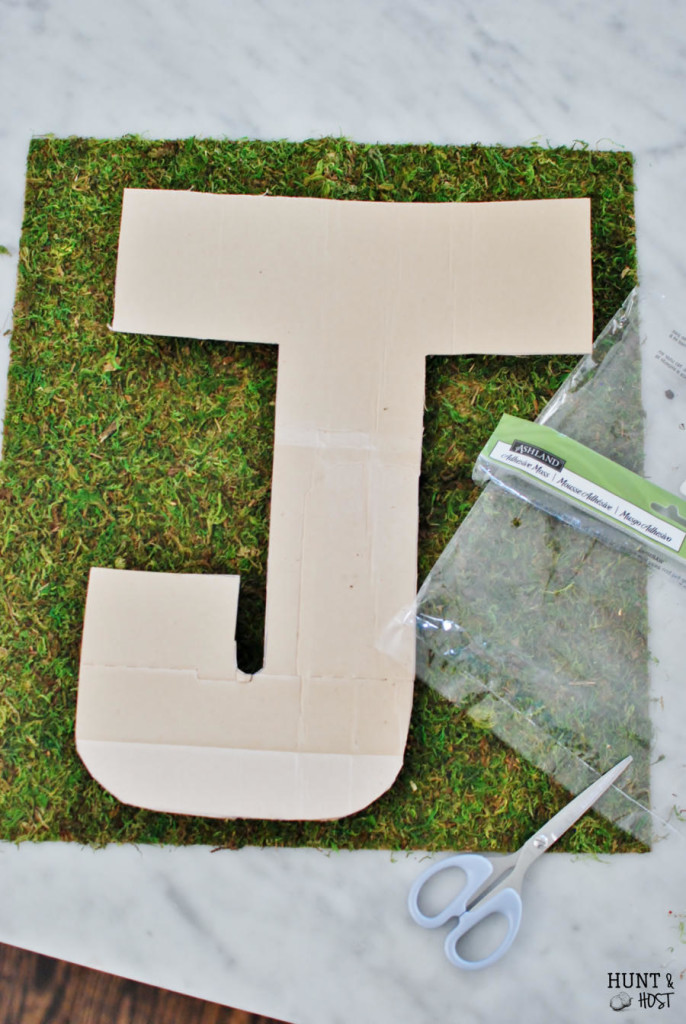 DIY moss letter. The easiest and least expensive idea here!