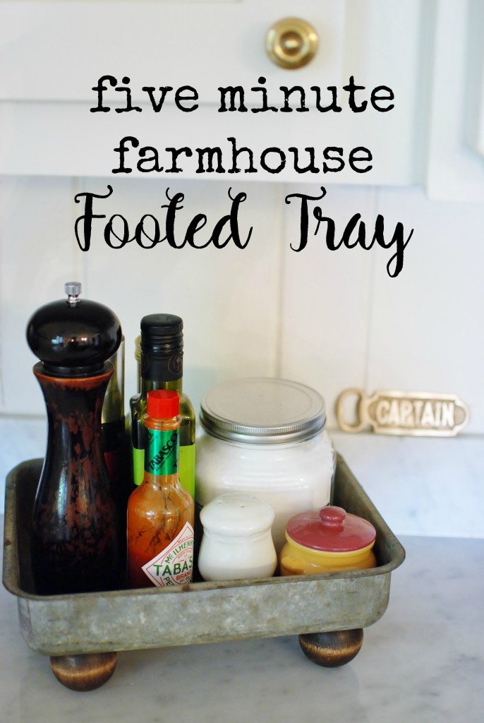 Garage sale items become easy five minute farmhouse projects! Like this five minute farmhouse footed tray from www.huntandhost.net