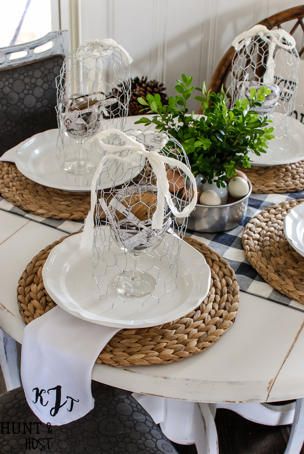 Easy spring decorating ideas from a DIY chicken wire cloche tutorial to newspaper nests. All you need for the most beautiful spring tablescape. 