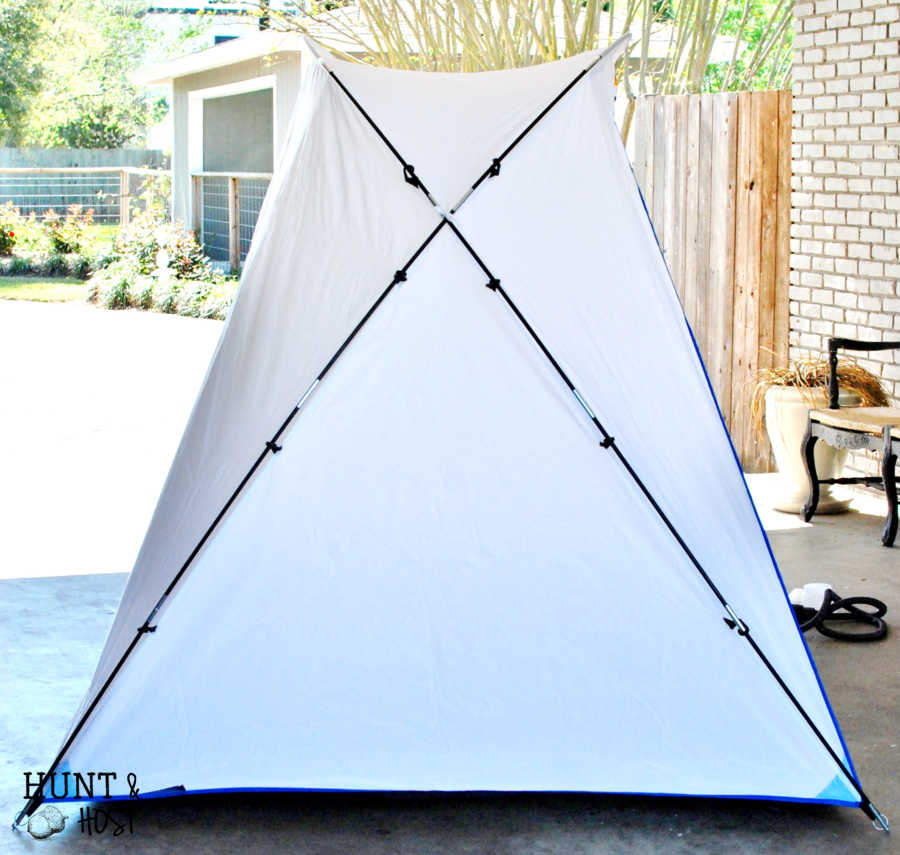 Cheap to chic bar stool makeover. See how quick and easy you can transform projects with a paint sprayer and tent. A paint spray tent provides protection and easy clean up for a messy painter like me. 