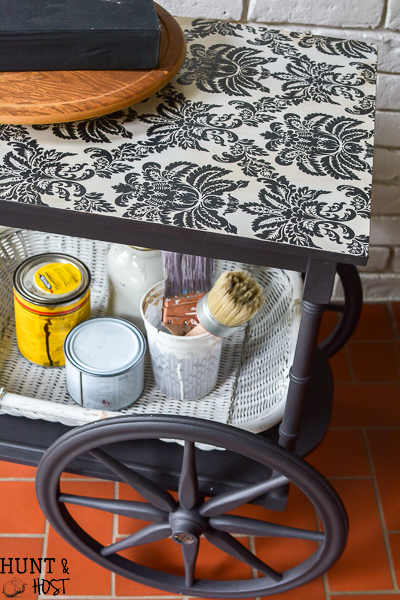 This beautiful old tea cart gets a sleek makeover into a rolling craft cart with an easy DIY tutorial!