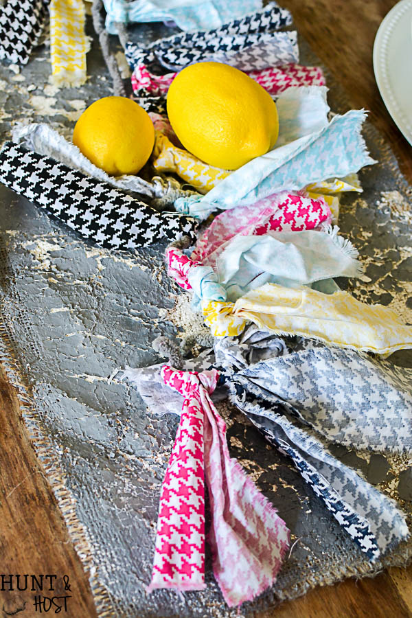 How cute is this lemon & watermelon summer tablescape? What a great summer decorating idea, especially with the DIY monogram for the kiddos! love the houndstooth garland and faux lemon tree arrangement. 