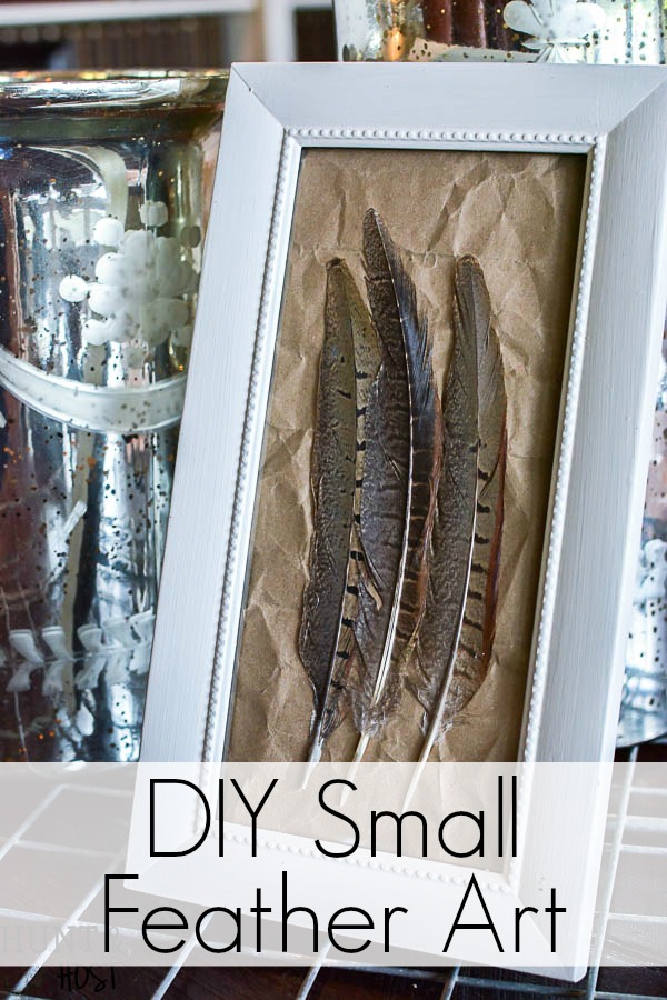 A great gift for guys this DIY small peasant art is easy and inexpensive to make from Pheasant feathers!