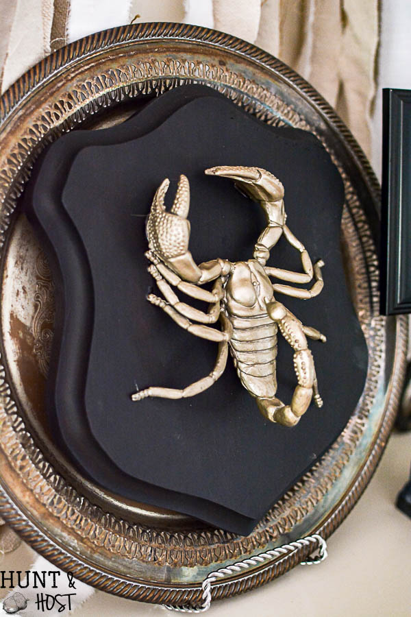 Halloween decorating ideas from the dollar store. These gilded bugs display cases are glamorous and easy to make Halloween décor. 