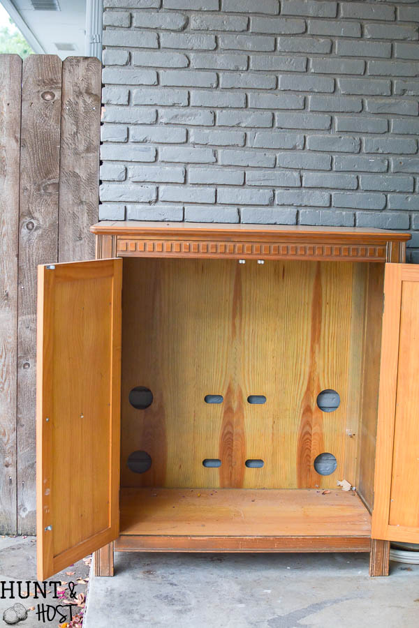 I can't believe this old entertainment center was on the curb. Now it is a fabulous antiqued mirror French chest.