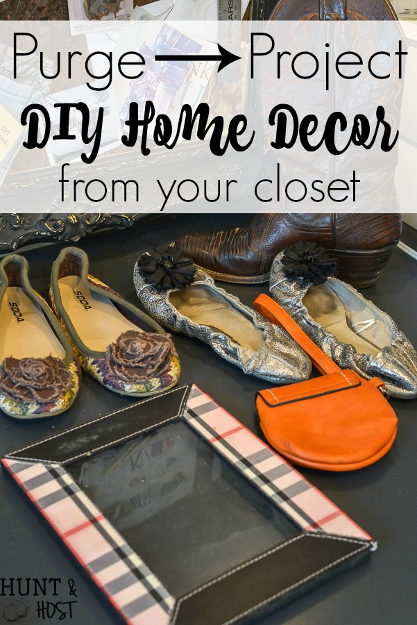 Purge to project ideas, spring cleaning never looked so good. Get fun DIY home decor ideas from your closet! Easy updates and makeovers from the things you were just going to throw out! Wall art, updated picture frames, jewelry and pet supplies,
