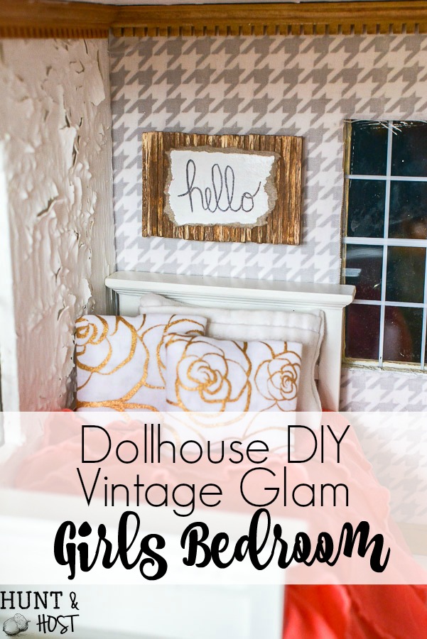 Childhood dollhouse makeover! This girls bedroom gets a vintage glam look, perfect for a teenage girls room. With a mix of gold and bold, old and new you will want to move in! 