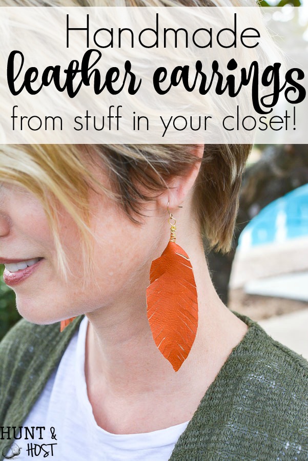 Quick tips on how to make leather earrings from old shoes! Handmade leather earrings are simple to make from the smallest scrap leather pieces you already have in your closet! Teardrop leather earrings and feather leather earring DIY tutorial. 