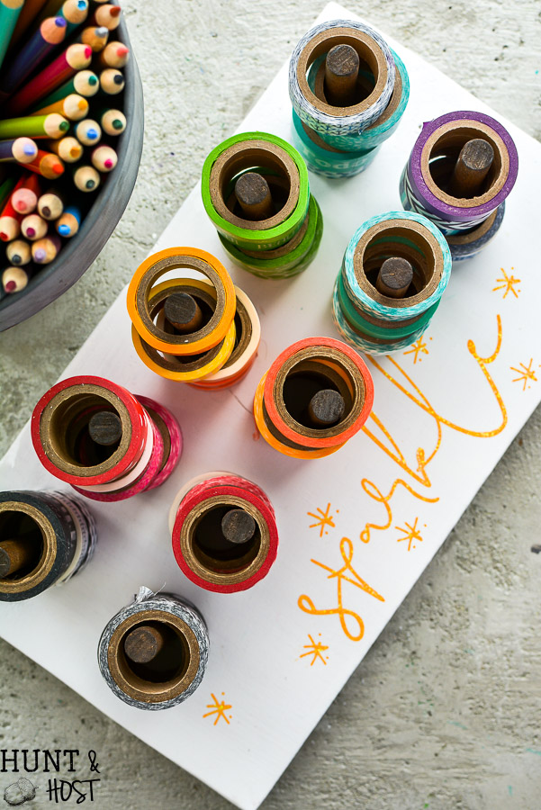 Need an easy Washi tape storage idea? Look no further! This DIY Washi tape organization station will have you whipping out Washi tape crafts like a champ.