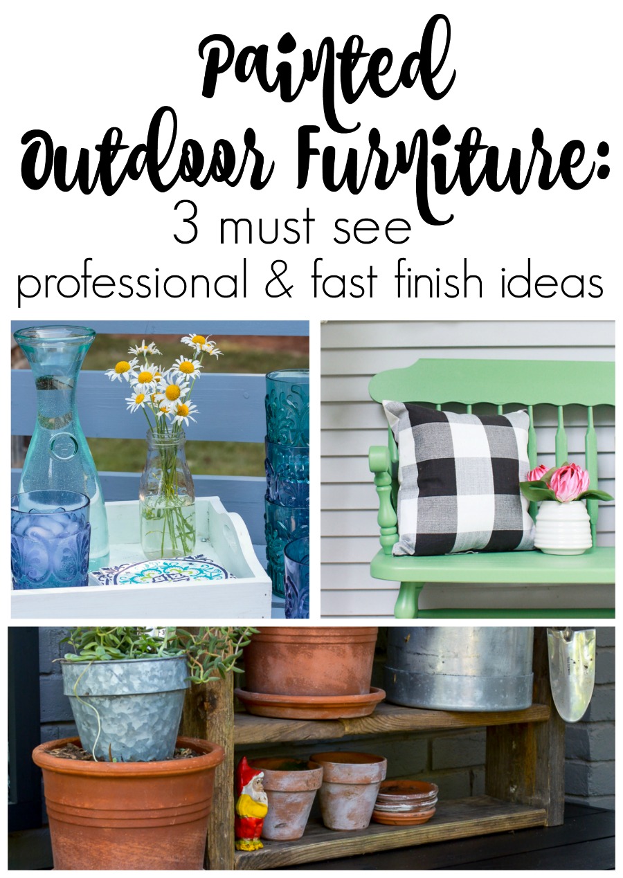 How to make a sleek potting table. This potting bench, painted black is a departure from the chippy white farmhouse look. Plus three must see ideas for professional and fast painted outdoor furniture with Wagner paint sprayers.