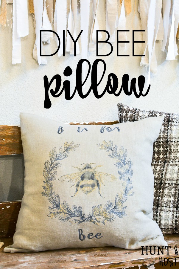 This stunning DIY Bee pillow is perfect for a teacher gift or your classic decorative pillow stash. Quick and easy to make with stencils from a Maker's Studio Chalk Art collection. Complete with a list of the products you need to make your own DIY bee pillow cover!