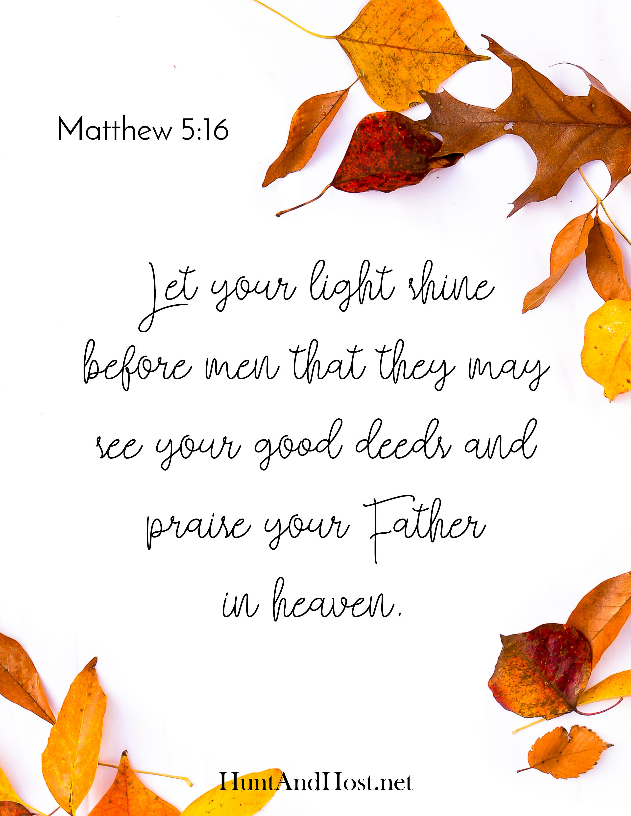 September 2018 free printable Bible memory verse Matthew 5:16