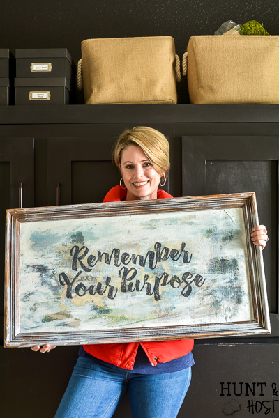 If you come across old artwork in thrift stores and wonder how you can re-purpose it, this is a great idea on how to switch up old art prints into modern DIY typography art with a free download cut file to help. #cricutcutfile #thriftstorefind #DIYartwork #pctureframerepurpose #vintagestyle