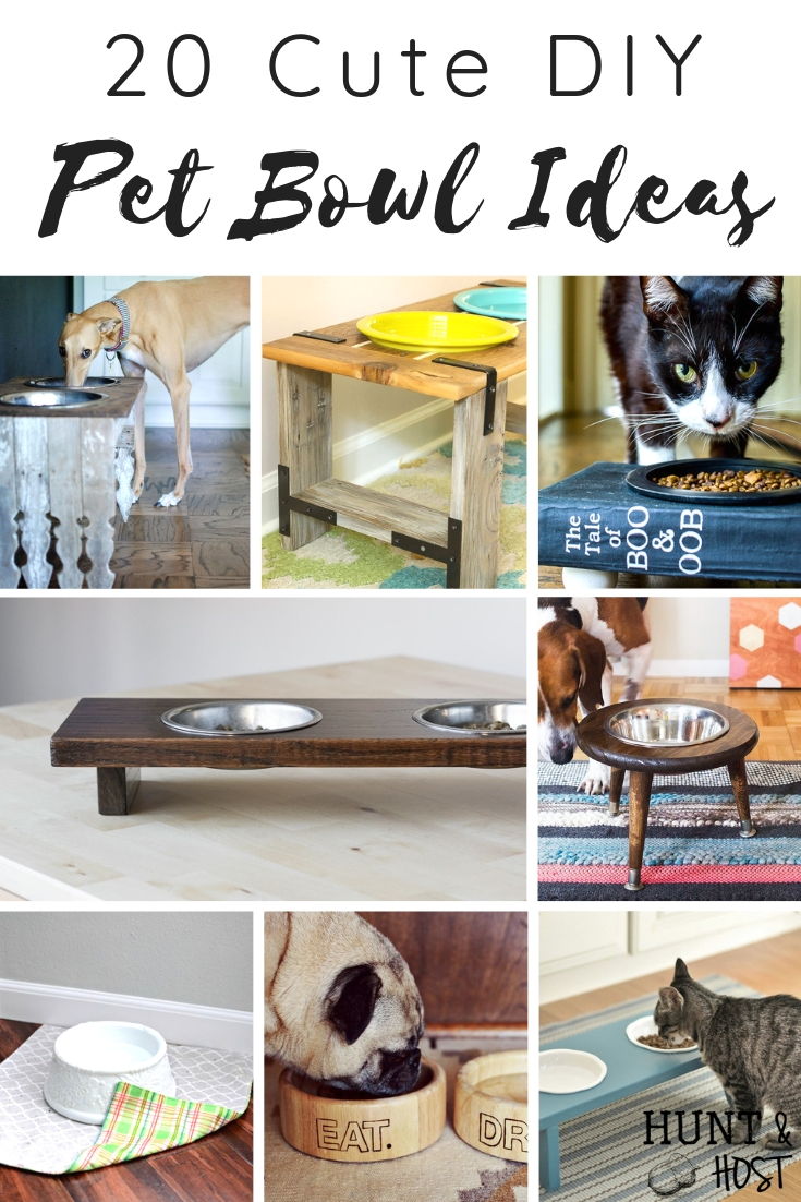 These cute pet bowl ideas are the perfect way make your pet's feeding station part of your decor. Love on your furry friend with these DIY dog bowl stand ideas and cute cat bowl DIY stnads. We all know the way to a pet's heart is through their stomach! Might as well have their food bowls looking cute. #catfoodbowlideas #cutepets #petfoodstation #dogfoodideas #catfoodideas #personalizedpet #furryfriendlove #DIYpetideas